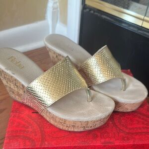 Gold Wedge Sandals
